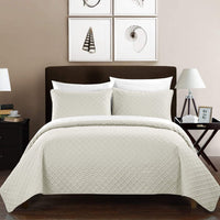 Chic Home Amandla 7 Piece Geometric Quilt Set Beige