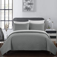 Chic Home Amandla 7 Piece Geometric Quilt Set Grey