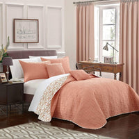 Chic Home Anat 5 Piece Reversible Quilt Set Coral