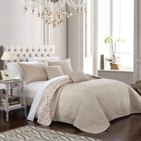 Chic Home Anat 9 Piece Reversible Quilt Set Beige
