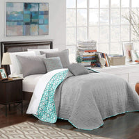 Chic Home Anat 9 Piece Reversible Quilt Set Grey