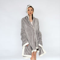 Chic Home Angel Sherpa Trim Snuggle Hoodie Grey