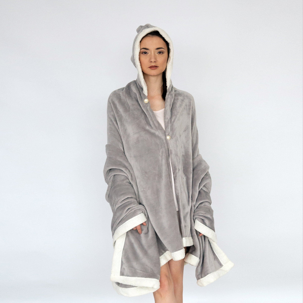 Chic Home Angel Snuggle Hoodie Robe Cozy Plush Flannel Wearable