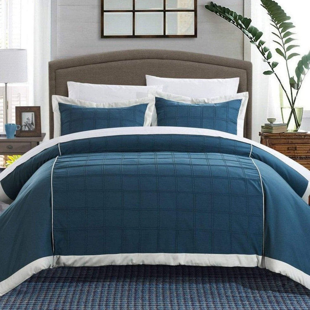 Chic Home Angelina 3 Piece Patchwork Duvet Cover Set Teal