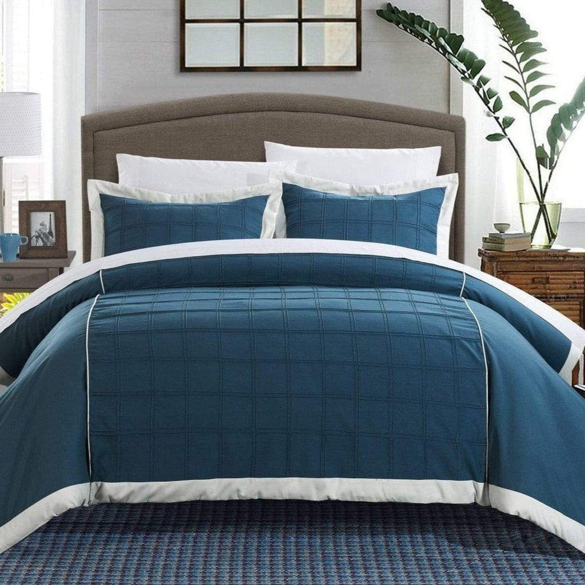 Chic Home Angelina 7 Piece Patchwork Duvet Cover Set Teal