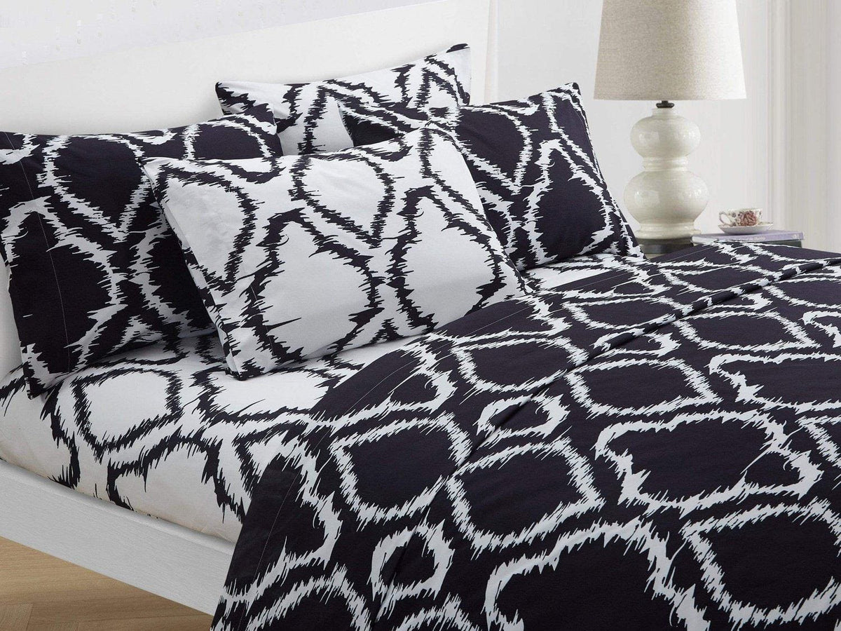 Chic Home Arianna 6 Piece Ikat Medallion Sheet with Pillowcases Set Black