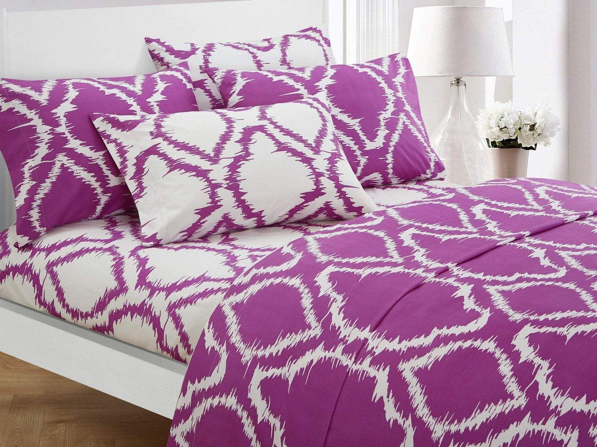 Chic Home Arianna 6 Piece Ikat Medallion Sheet with Pillowcases Set Lavender