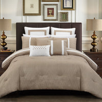 Chic Home Arlow 12 Piece Jacquard Comforter Set Beige