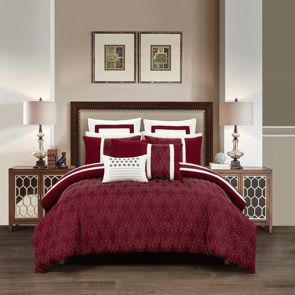 Chic Home Arlow 8 Piece Jacquard Comforter Set Berry