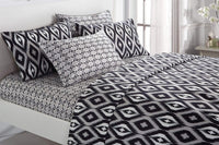 Chic Home Arundel 6 Piece Ikat Diamond Sheet Set with Pillowcases Black