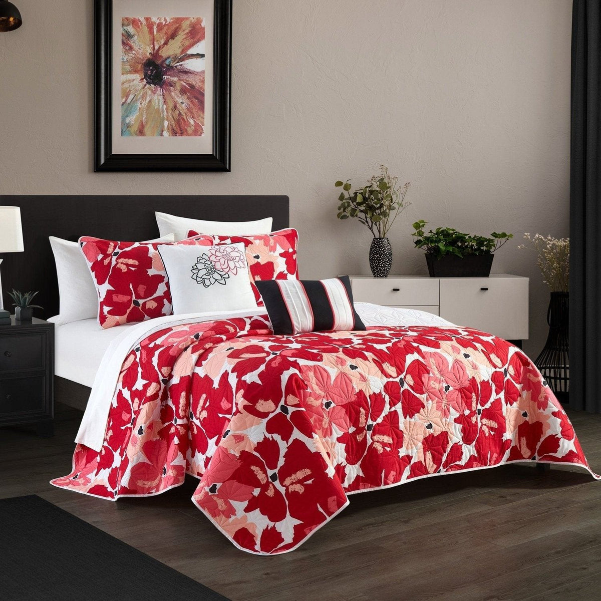 Chic Home Aster 5 Piece Floral Quilt Set 