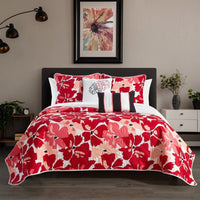 Chic Home Aster 5 Piece Floral Quilt Set Pink