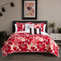Chic Home Aster 9 Piece Floral Quilt Set Pink