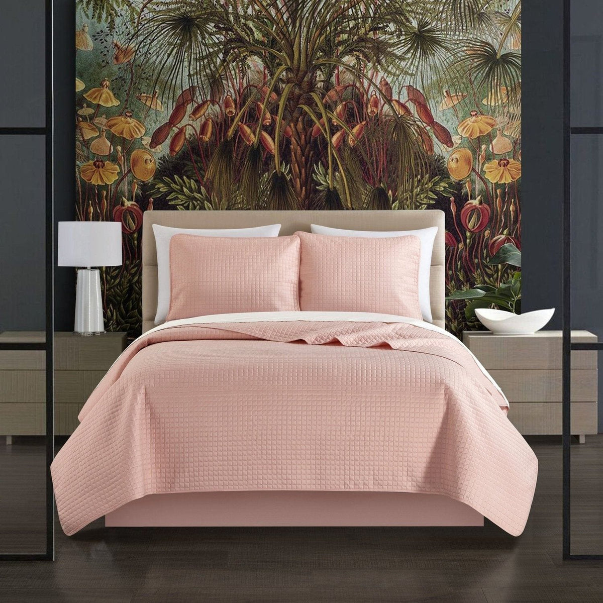 Chic Home Atasha 7 Piece Box Stitched Quilt Set Blush