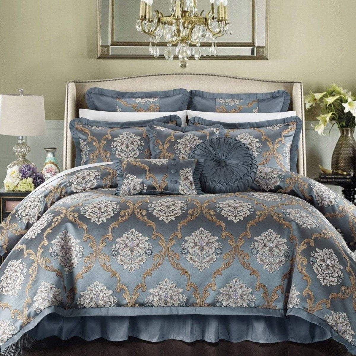 Chic Home Aubrey 13 Piece Jacquard Comforter Set Blue