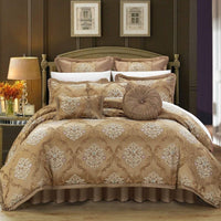 Chic Home Aubrey 9 Piece Jacquard Comforter Set Gold
