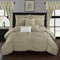 Chic Home Avila 20 Piece Ruffled Comforter Set Beige
