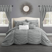 Chic Home Avila 20 Piece Ruffled Comforter Set Grey