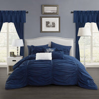 Chic Home Avila 20 Piece Ruffled Comforter Set Navy