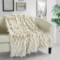 Chic Home Aviva Throw Blanket Cozy Super Soft Ultra Plush Two Tone Design Beige