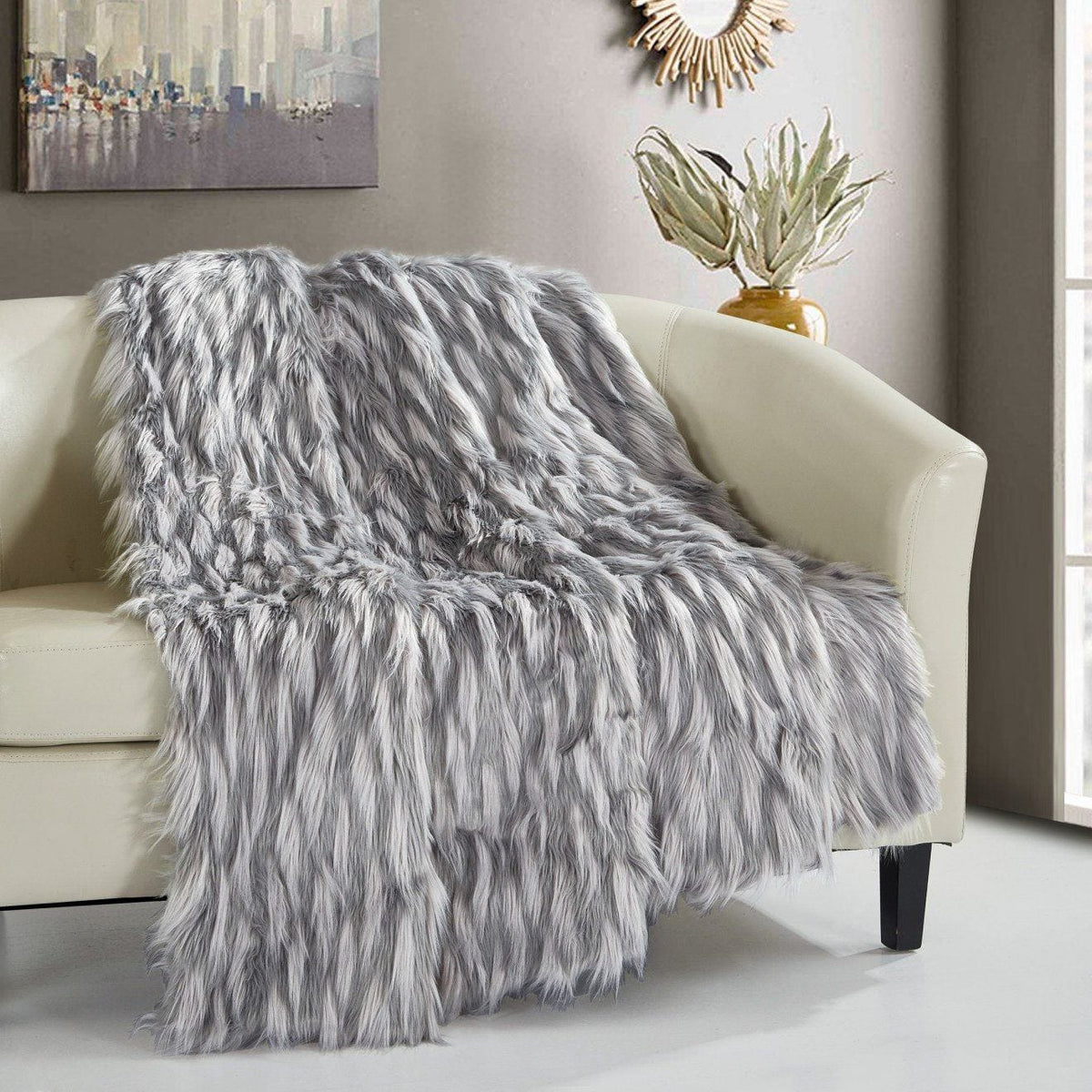 Chic Home Aviva Throw Blanket Cozy Super Soft Ultra Plush Two Tone Design Grey