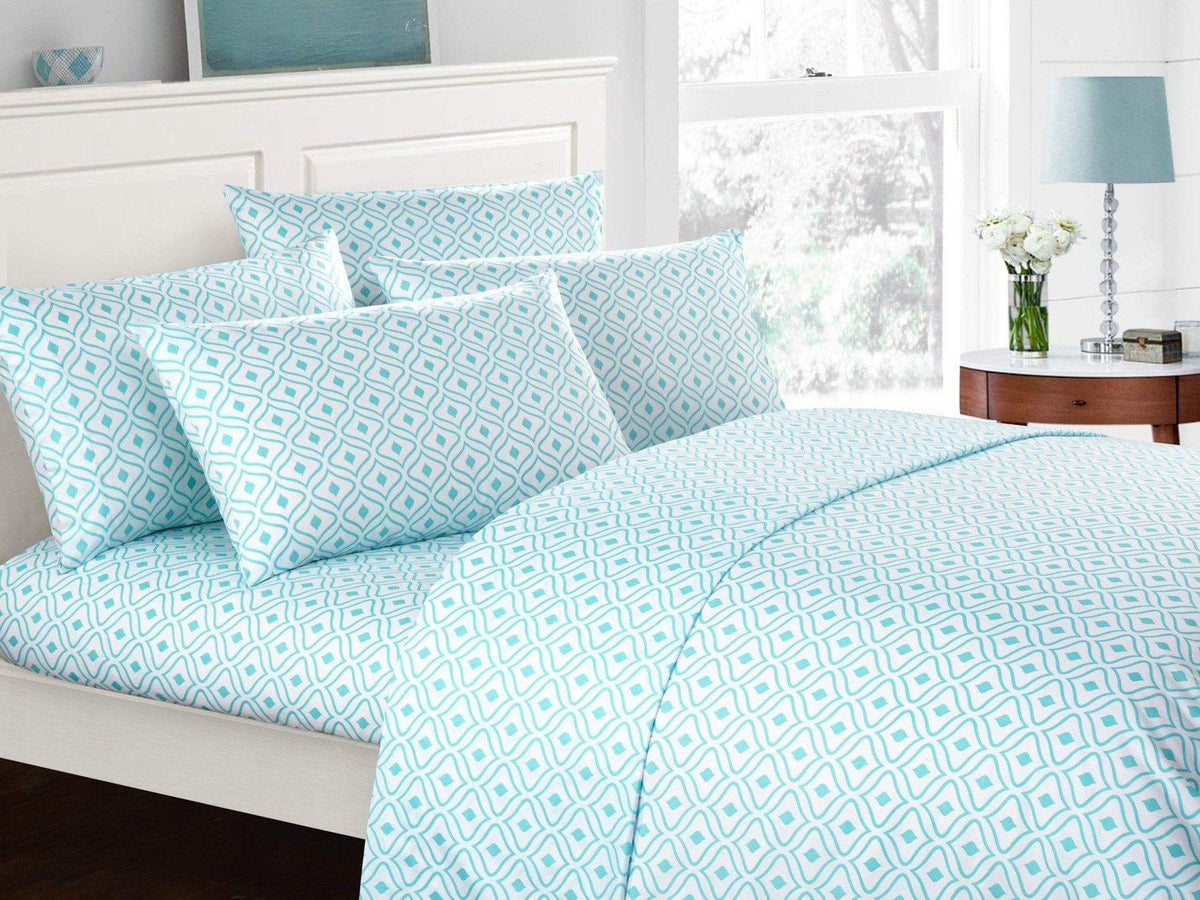 Chic Home Ayala 6 Piece Geometric Pattern Sheet Set with Pillowcases Blue