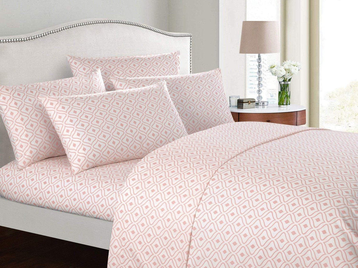 Chic Home Ayala 6 Piece Geometric Pattern Sheet Set with Pillowcases Coral