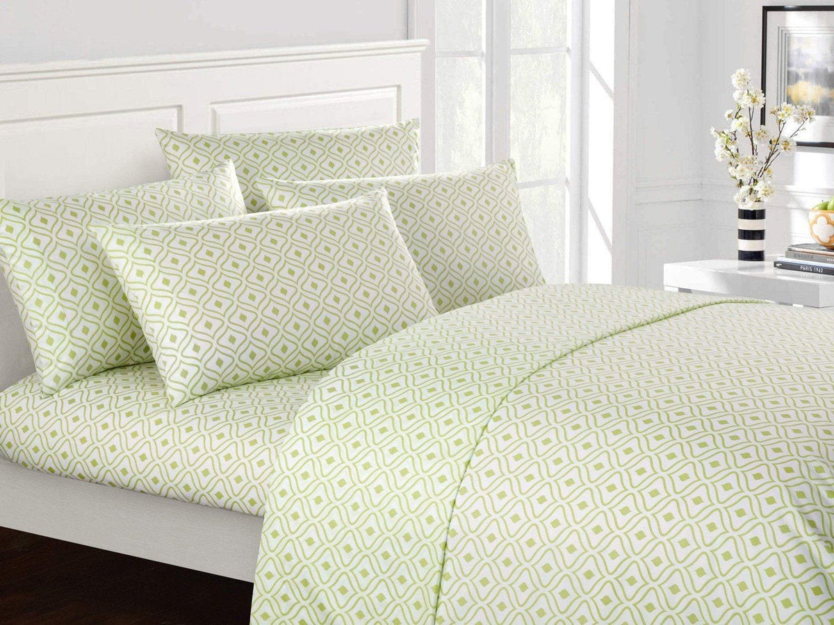 Chic Home Ayala 6 Piece Geometric Pattern Sheet Set with Pillowcases Green