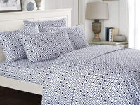 Chic Home Ayala 6 Piece Geometric Pattern Sheet Set with Pillowcases Navy