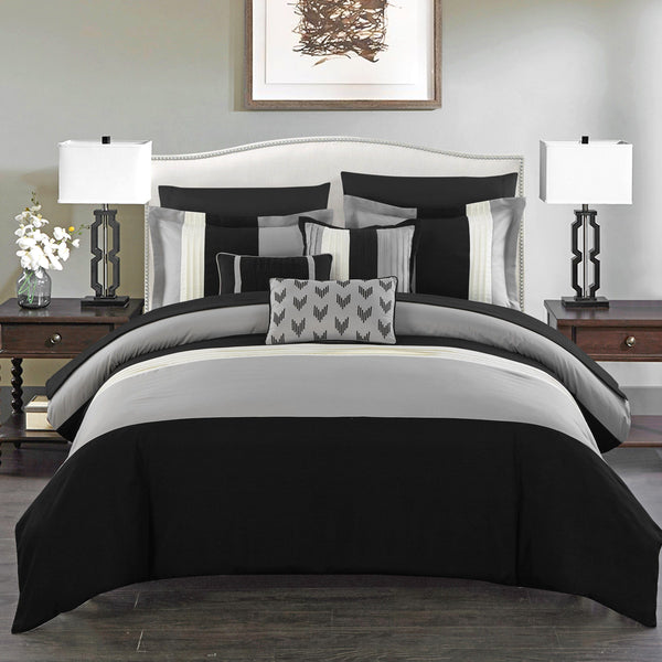 Chic Home Ayelet 10 Piece Ruffled Comforter Set Black