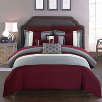 Chic Home Ayelet 10 Piece Ruffled Comforter Set Burgundy