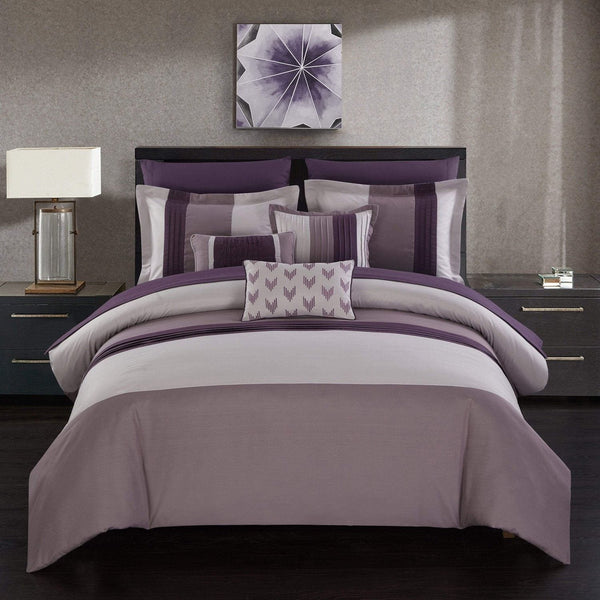 Chic Home Ayelet 10 Piece Ruffled Comforter Set Plum
