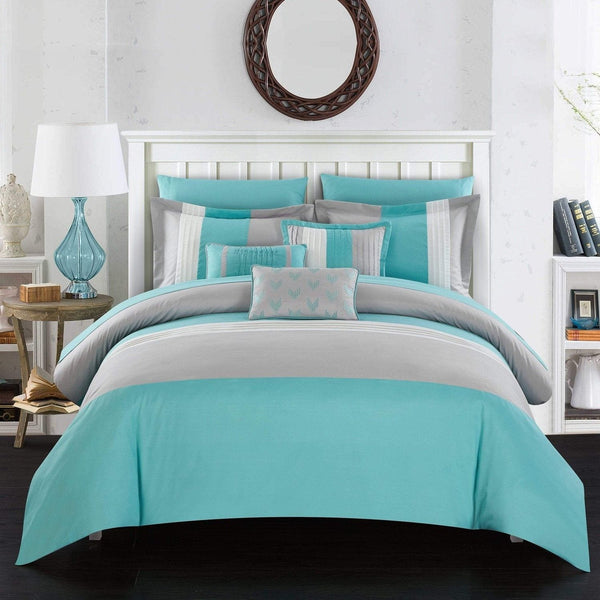 Chic Home Ayelet 10 Piece Ruffled Comforter Set Turquoise