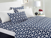 Chic Home Bailee 6 Piece Geometric Pattern Sheet Set with Pillowcases Navy