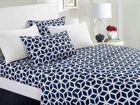 Chic Home Bailee 6 Piece Geometric Pattern Sheet Set with Pillowcases Navy