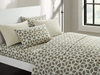 Chic Home Bailee 6 Piece Geometric Pattern Sheet Set with Pillowcases Taupe