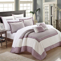Chic Home Ballroom 11 Piece Hotel Comforter Set Plum