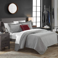 Chic Home Barcelo 4 Piece Matelasse Quilt Set Grey