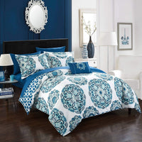 Chic Home Barcelona 8 Piece Boho Paisley Comforter Set Blue