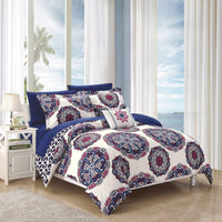 Chic Home Barcelona 8 Piece Boho Paisley Comforter Set Navy