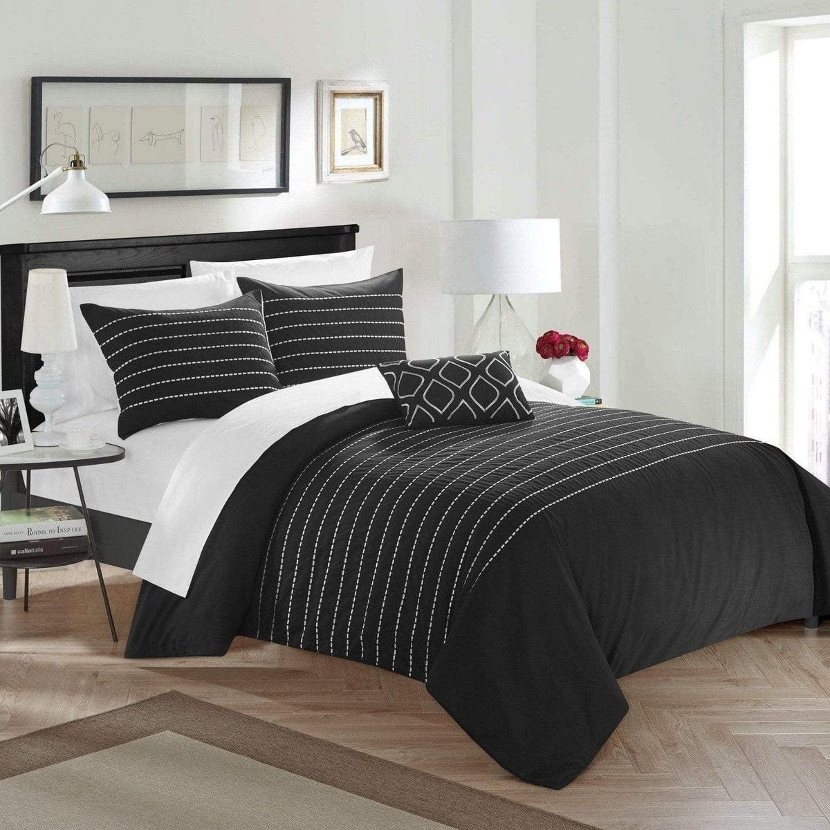 Chic Home Bea 4 Piece Embroidered Duvet Cover Set 