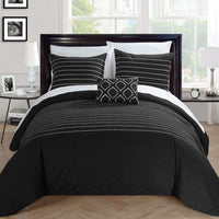 Chic Home Bea 4 Piece Embroidered Duvet Cover Set Black