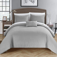 Chic Home Bea 4 Piece Embroidered Duvet Cover Set Grey