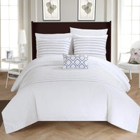 Chic Home Bea 4 Piece Embroidered Duvet Cover Set White