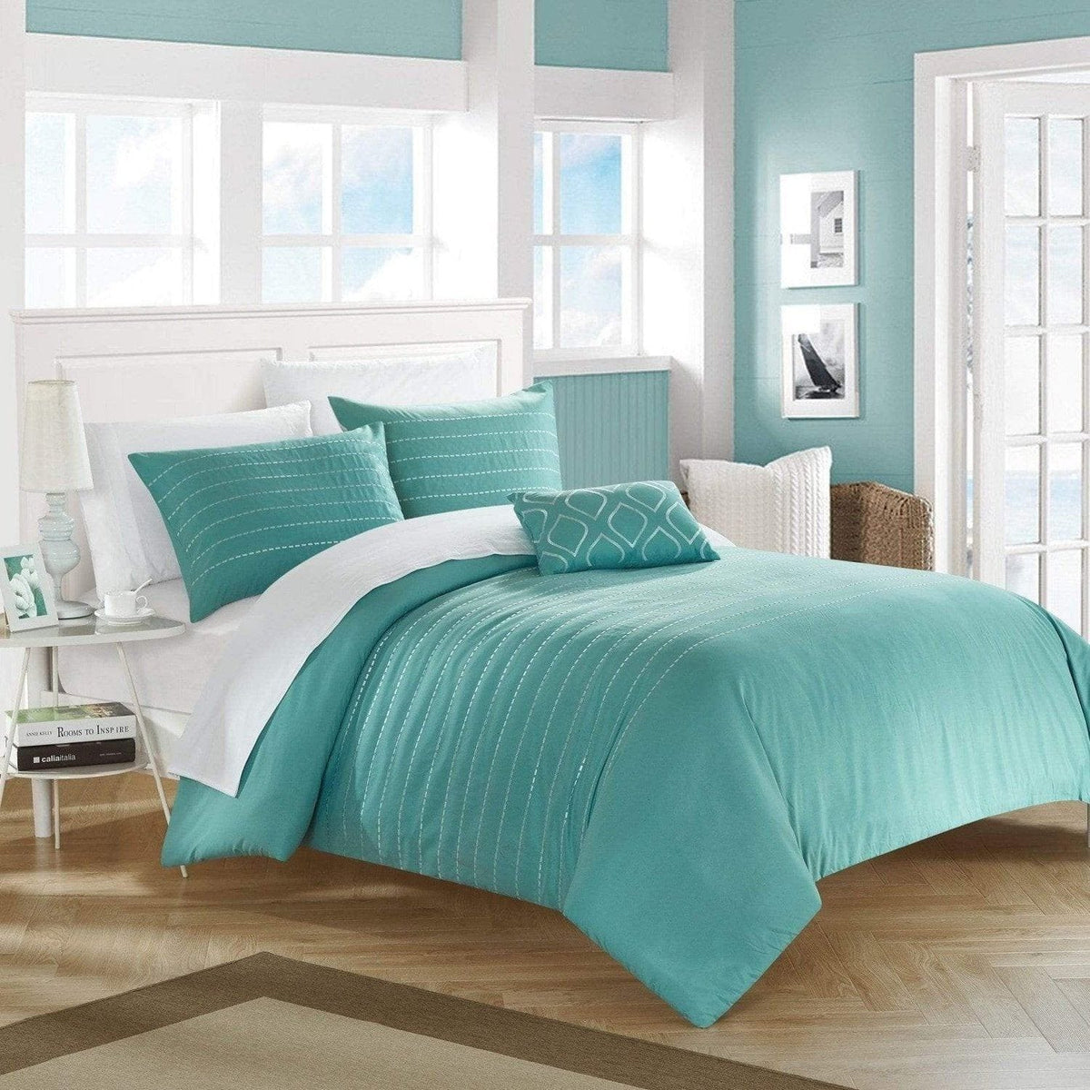 Chic Home Bea 8 Piece Embroidered Duvet Cover Set 