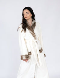 Chic Home Belgian Plush Faux Fur Fleece Sherpa Trim Robe 