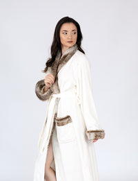 Chic Home Belgian Plush Faux Fur Fleece Sherpa Trim Robe 