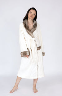Chic Home Belgian Plush Faux Fur Fleece Sherpa Trim Robe 
