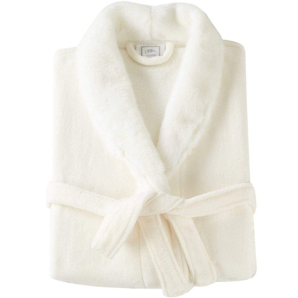 Chic Home Belgian Plush Faux Fur Fleece Sherpa Trim Robe Beige