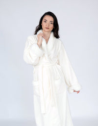 Chic Home Belgian Plush Faux Fur Fleece Sherpa Trim Robe 